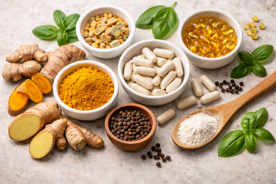 best ingredients for joint support including turmeric, glucosamine, and black pepper extract