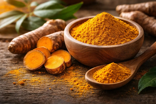 fresh turmeric root and turmeric powder used for joint support and inflammation balance