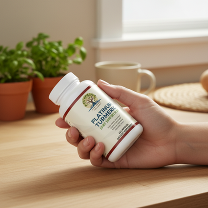 Platinum Turmeric Joint Support Plus in hand